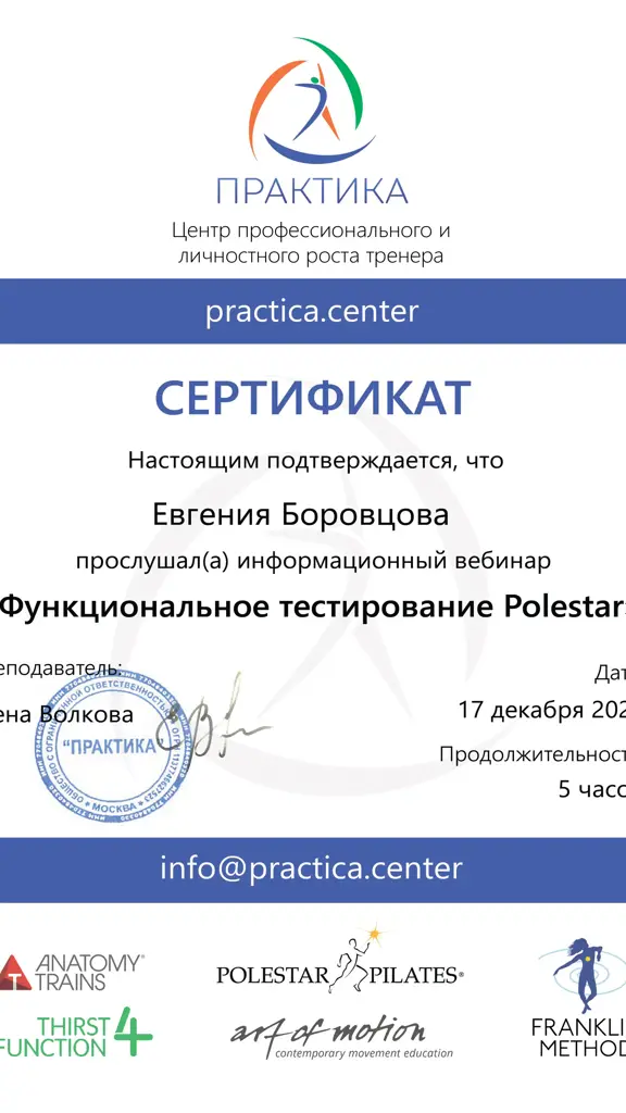 Боровцова Сертификат ФТ Декабрь