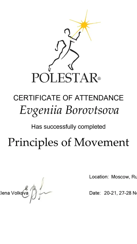 Evgeniia Borovtsova Сертификат Принципы Движения